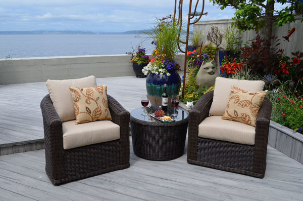 Picture of Astoria 3 Piece  All Weather Wicker Swivel Balcony Chat Group